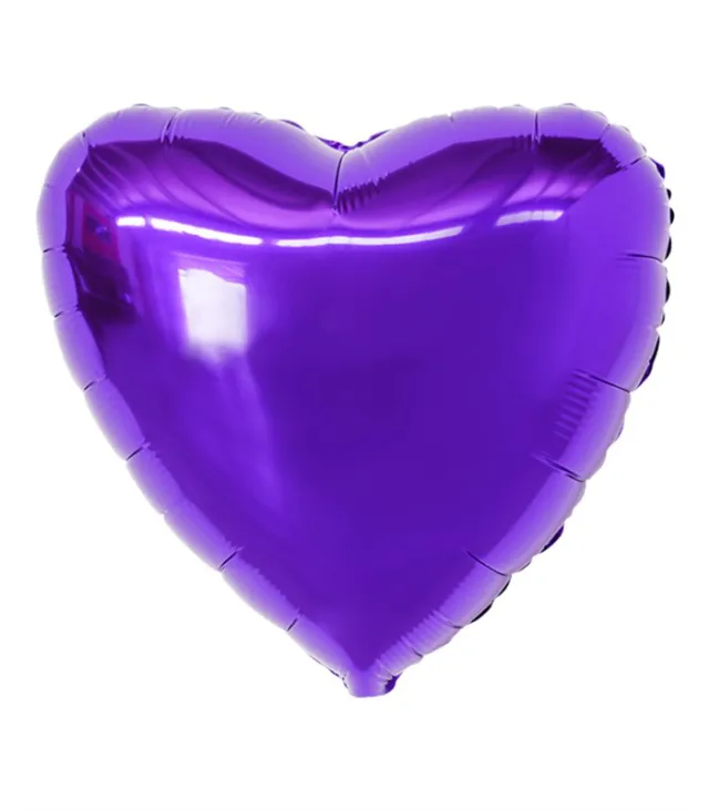 Neon Mor Uçan Kalp Balon 45 cm