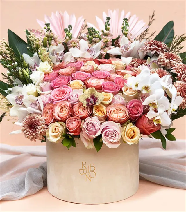 Rosaline Royal Deluxe Somon Pembe Kutu Çiçek — görünüm 4