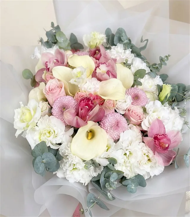 Deluxe Ailelerimiz Tanışıyor İsteme Buketi Söz Buketi Soft Pembe Beyaz — görünüm 3