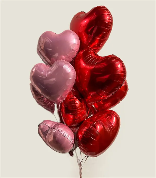 Uçan 10 Kalp Balon Seti Kırmızı Pembe  — görünüm 4