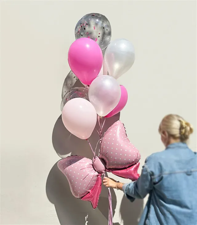 Kurdele Pembe Konfetili 8 Uçan Balon Seti — görünüm 4