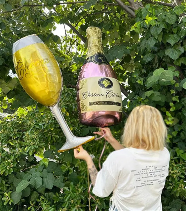 Şampanya & Cheers Kadeh Uçan Balon Seti Pembe — görünüm 4