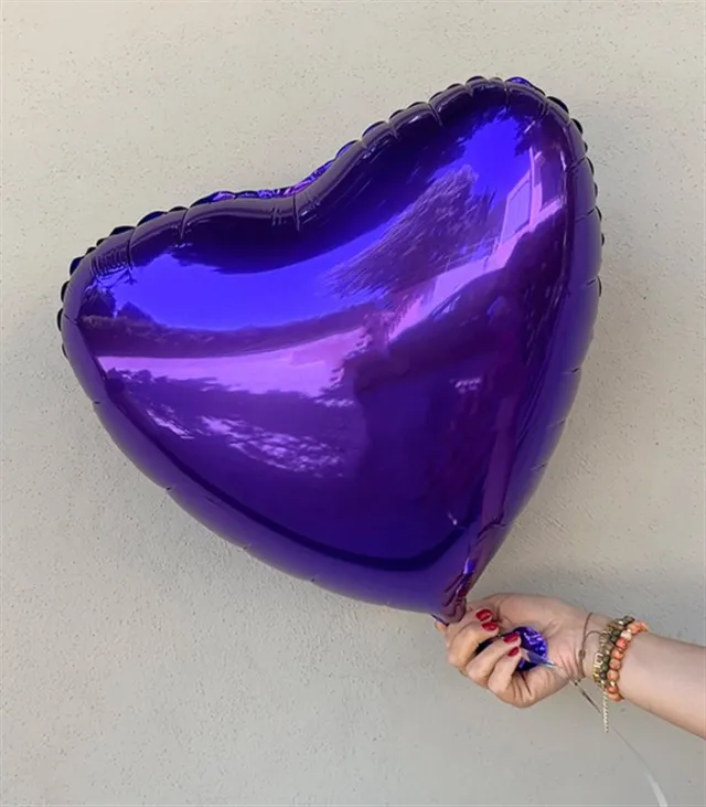 Neon Mor Uçan Kalp Balon 45 cm — görünüm 4