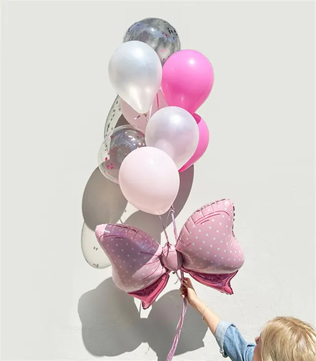 Kurdele Pembe Konfetili 8 Uçan Balon Seti — görünüm 3